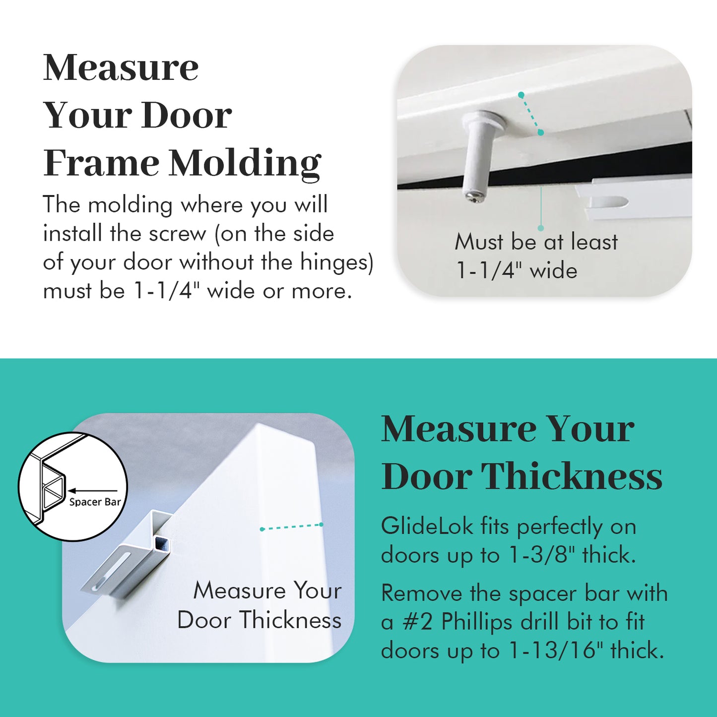 5 Pack - GlideLok Child Safety Door Top Lock | Made of Durable Metal (Not Plastic Like Other Models) | for Childproofing Interior/Exterior Doors | Adults Can Open Door from Both Sides
