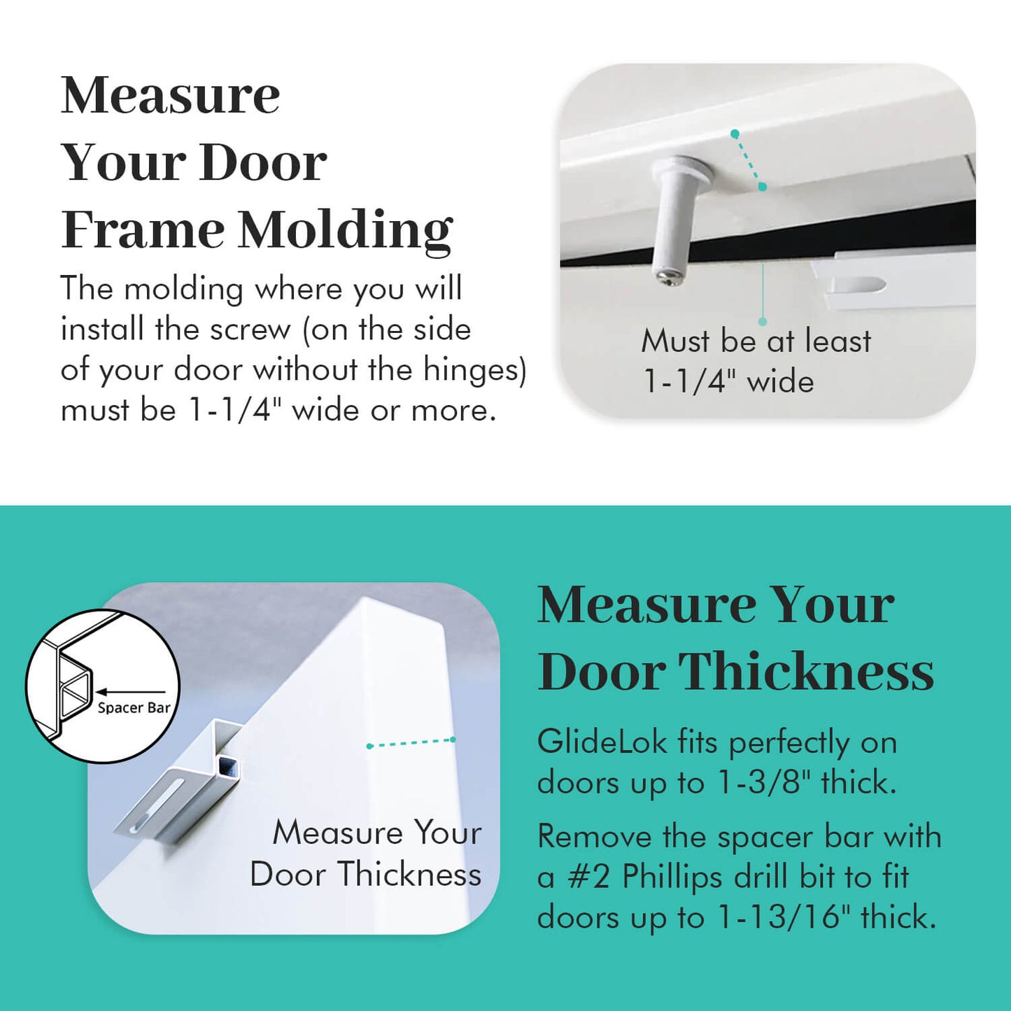 1 Pack - GlideLok Child Safety Door Top Lock | Made of Durable Metal (Not Plastic Like Other Models) | for Childproofing Interior/Exterior Doors | Adults Can Open Door from Both Sides